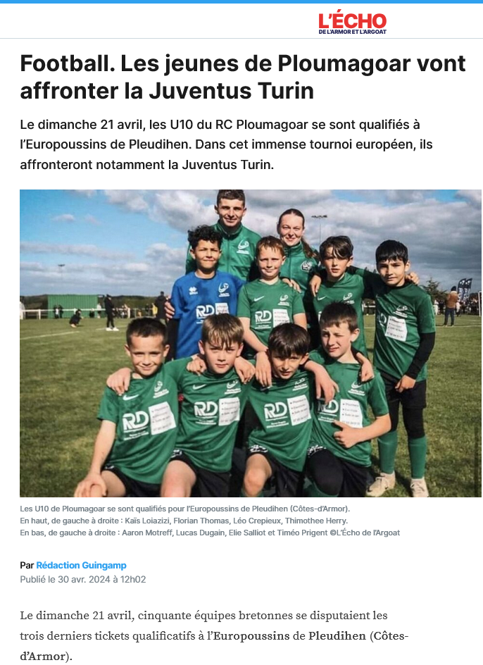 2024-04-30-Les-jeunes-de-Ploumagoar-vont-affronter-la-Juventus-Turin-LEcho 2023-2024