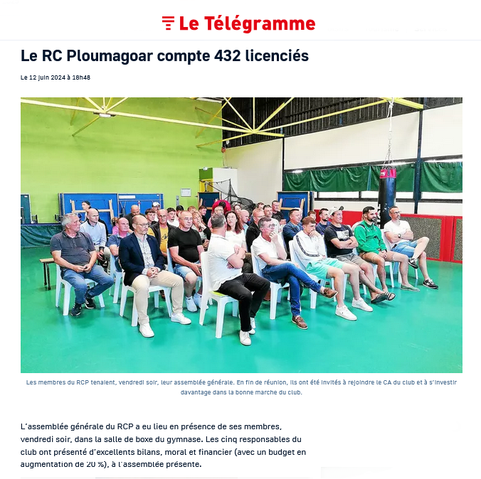 2024-06-12-AG-Le-RC-Ploumagoar-compte-432-licencies-Le-Telegramme 2023-2024