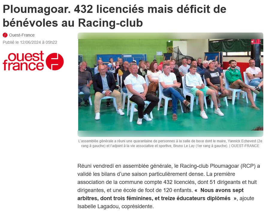 2024-06-12-Ploumagoar.-432-licencies-mais-deficit-de-benevoles-au-Racing-club-Ouest-France 2023-2024